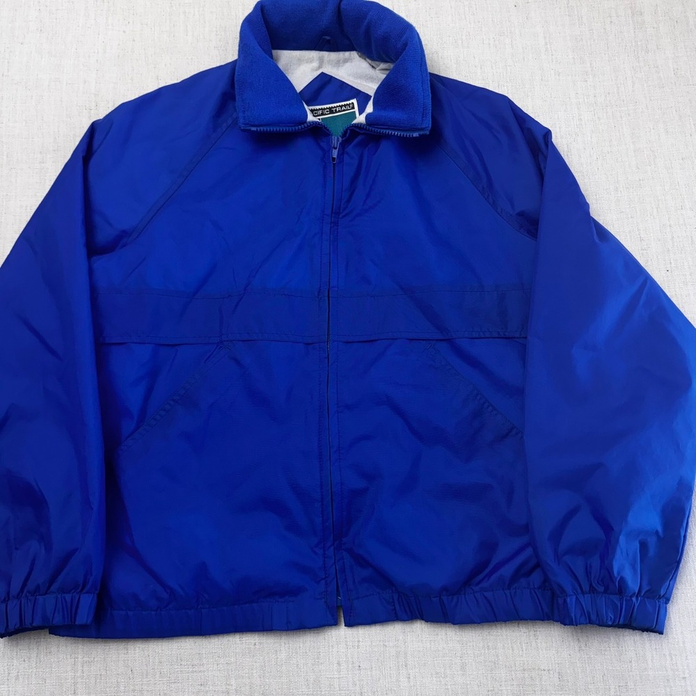 Pacific Trail Vintage Mens Blue Windbreaker Jacket Stowaway Hood Small